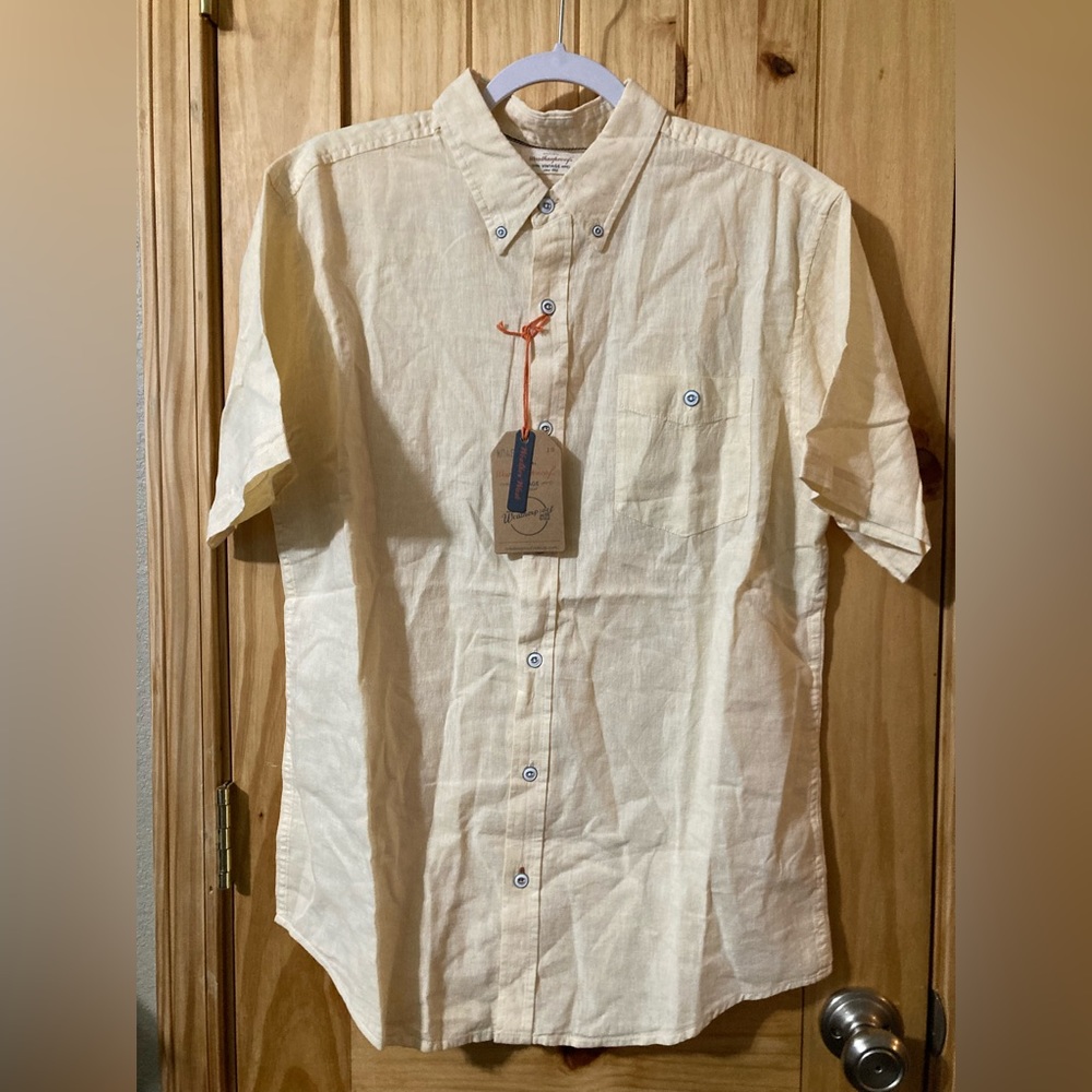 NWT - Weatherproof Vintage men’s washable linen blend button down shirt
